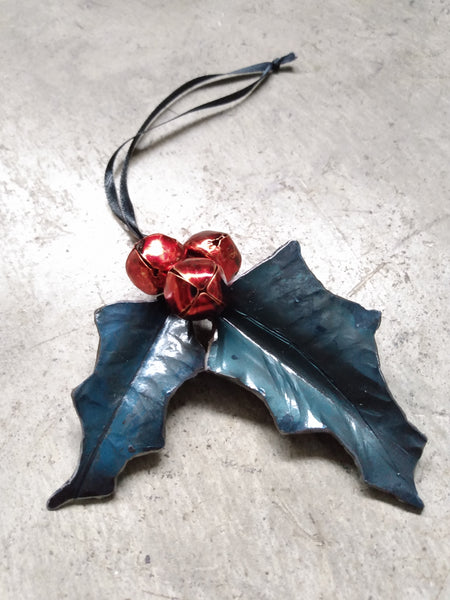 Forged Steel Holly Ornament