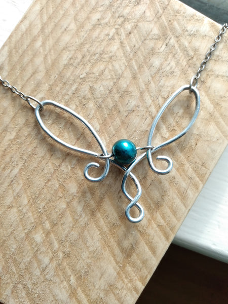 Dragonfly Design Scroll Necklace