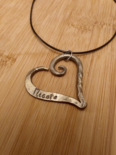 Twisted Steel Heart Necklace