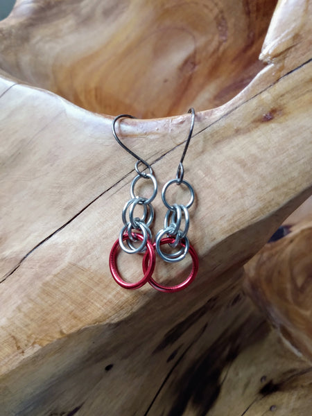 Hoop Pendant Chainmail Earrings