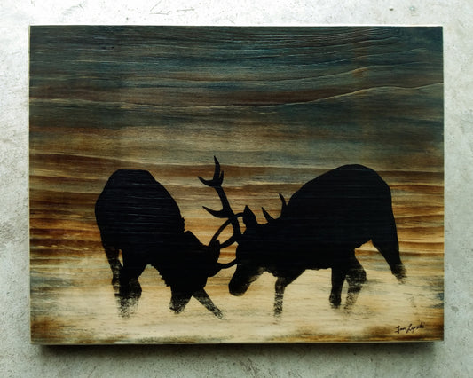 Rutting Stags Silhouette