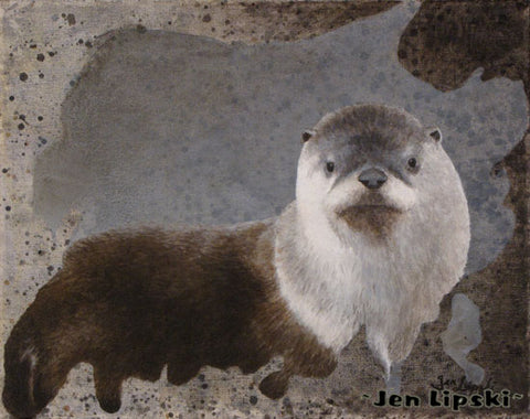 Otter Study - River Otter Painting - 11x14"