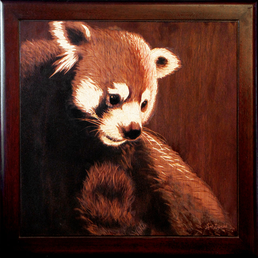 Rufus in Red - Red Panda Woodburning