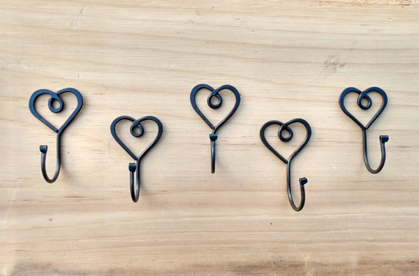 Small Heart Shaped Key Hooks (Set of 5)