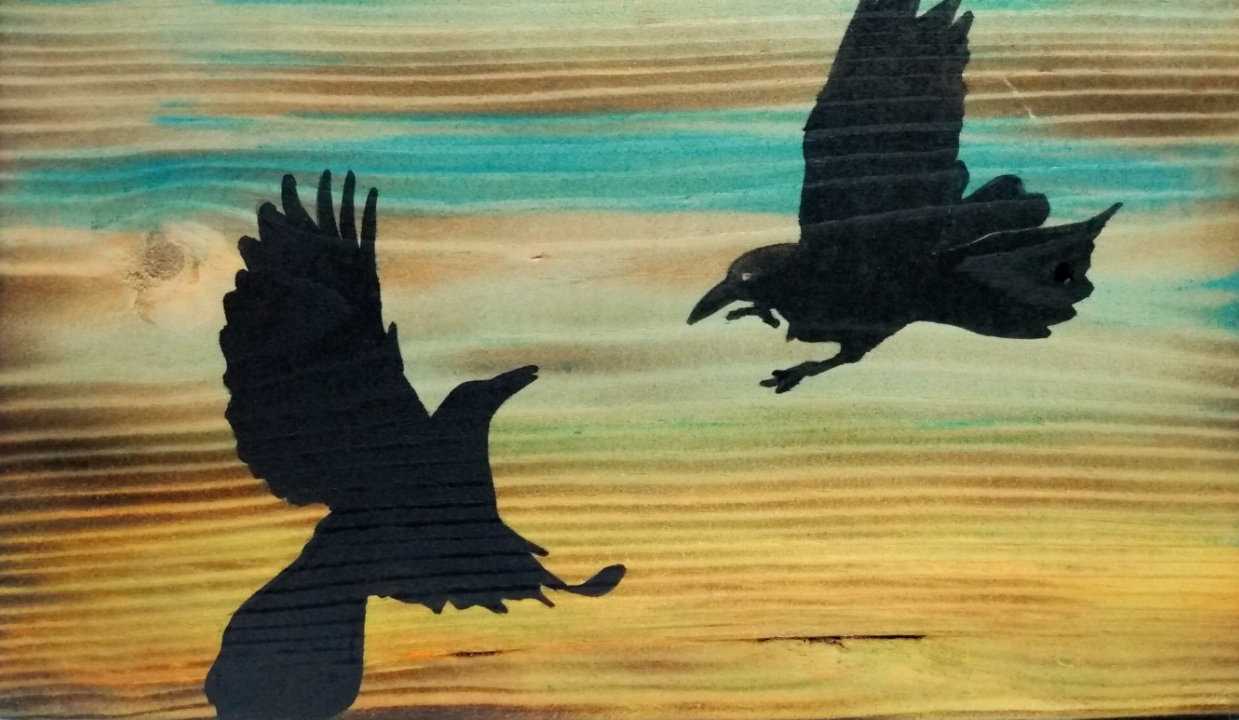 Fighting Ravens Silhouette