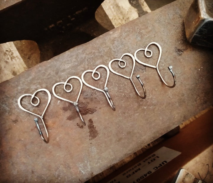 Small Heart Shaped Key Hooks (Set of 5)